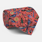 Doogaveinsecten op koraalrood stropdas (Opgerold)