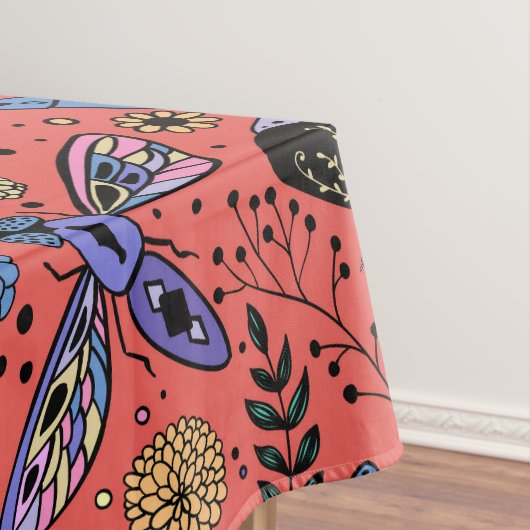 Doogaveinsecten op koraalrood tafelkleed (Voorbeeld)