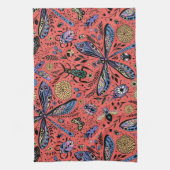 Doogaveinsecten op koraalrood theedoek (Verticaal)