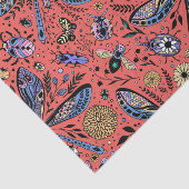 Doogaveinsecten op koraalrood tissuepapier (Detail)