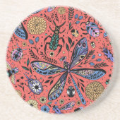 Doogaveinsecten op koraalrood zandsteen onderzetter (Voorkant)