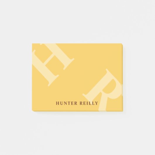 Dooier Geel Schuine Beginletters & Uw Naam Post-it® Notes (Voorkant)
