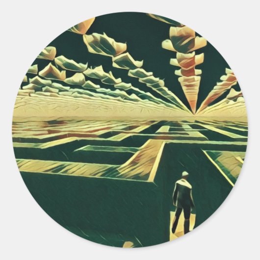 doolhof ronde sticker (Voorkant)