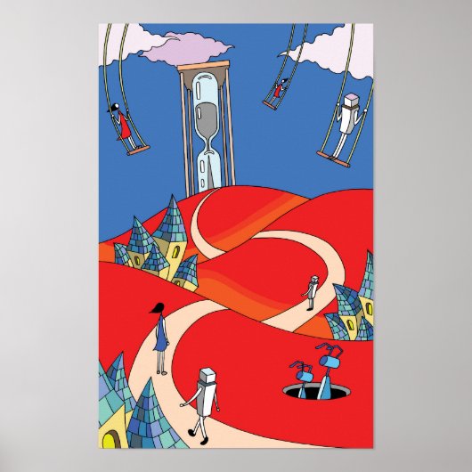 Doolhof van de Tijd, de Heuvel van het Zandlopergl Poster (Voorkant)