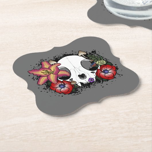 Doom- en Bloomkat-schedel Kartonnen Onderzetters (Gekanteld)