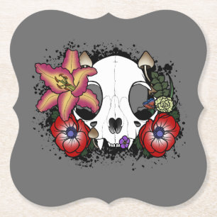 Doom- en Bloomkat-schedel Kartonnen Onderzetters