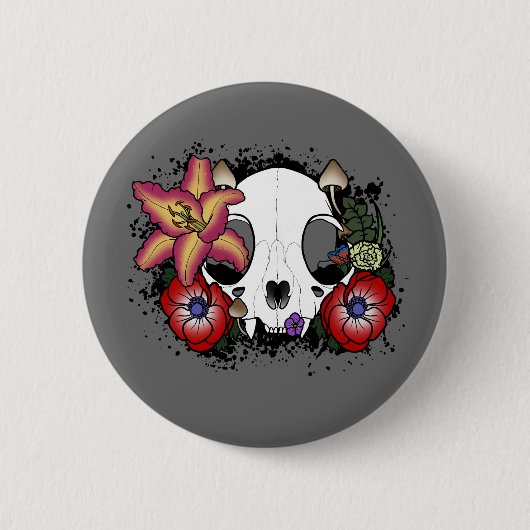Doom- en Bloomkat-schedel Ronde Button 5,7 Cm (Voorkant)
