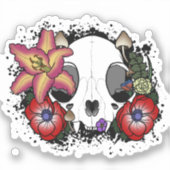 Doom- en Bloomkat-schedel Sticker (Voorkant)