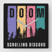 Doom Scrolling Discord vierkante wandklok (Voorkant)