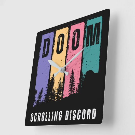Doom Scrolling Discord vierkante wandklok (Hoek)