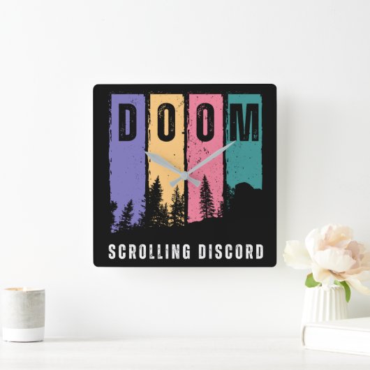 Doom Scrolling Discord vierkante wandklok (Huis)