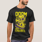 Doom Urban Streetart - Skelet op Ski Board T-shirt (Voorkant)