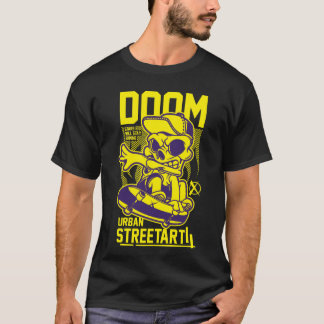 Doom Urban Streetart - Skelet op Ski Board T-shirt