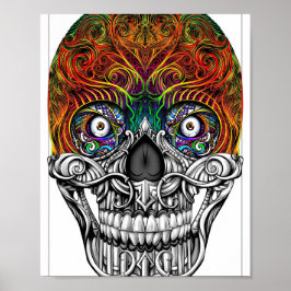 DOOODLEGOD Schedel — Gedetailleerde Schedel Kunst Poster