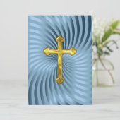 Doop 1e communie bevestiging Blauw Goud Kaart (Staand voorkant)