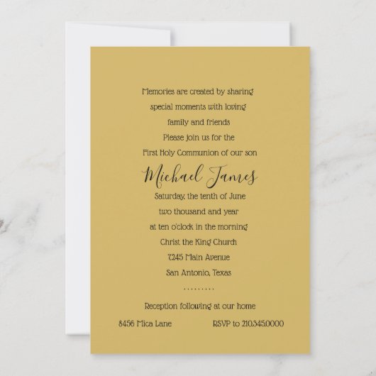 Doop 1e Communie Bevestiging Gold Pearl Kaart (Achterkant)