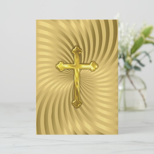 Doop 1e communie bevestiging goud kaart (Staand voorkant)