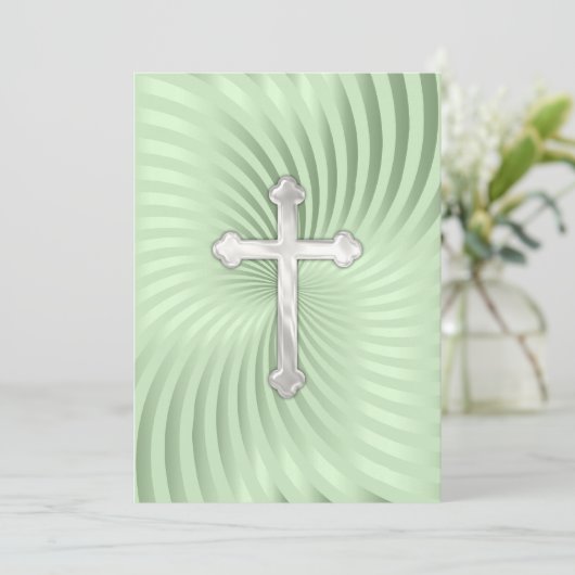 Doop 1e Communie Bevestiging Groene Parel Kaart (Staand voorkant)