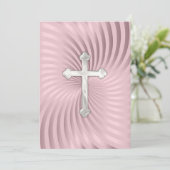 Doop 1e Communie Bevestiging Roze Parel Kaart (Staand voorkant)