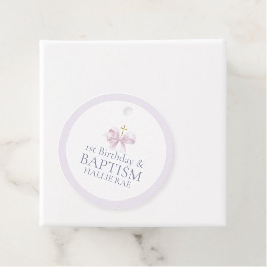 Doop & 1e verjaardag Bedankt Pink Bedankjes Labels (In situ)