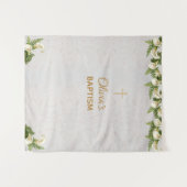 Doop achtergrond Marmeren Gouden Kruis Calla Lelie Wandkleed (Voorkant (horizontaal))