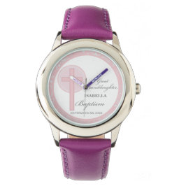 Doop achterkleindochter roze kant gepersonaliseerd horloge