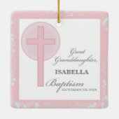 Doop achterkleindochter roze kant gepersonaliseerd keramisch ornament (Achterkant)