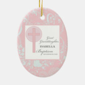 Doop achterkleindochter roze kant gepersonaliseerd keramisch ornament (Achterkant)