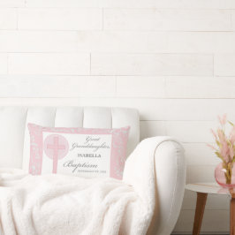 Doop achterkleindochter roze kant gepersonaliseerd kussen