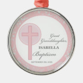 Doop achterkleindochter roze kant gepersonaliseerd metalen ornament (Voorkant)