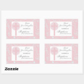 Doop achterkleindochter roze kant gepersonaliseerd rechthoekige sticker (Vel)
