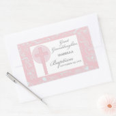Doop achterkleindochter roze kant gepersonaliseerd rechthoekige sticker (Envelop)