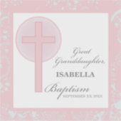 Doop achterkleindochter roze kant gepersonaliseerd sticker (Voorkant)