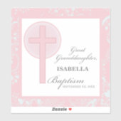 Doop achterkleindochter roze kant gepersonaliseerd sticker (Vel)