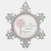 Doop achterkleindochter roze kant gepersonaliseerd tin sneeuwvlok ornament (Voorkant)