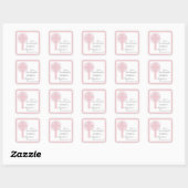 Doop achterkleindochter roze kant gepersonaliseerd vierkante sticker (Vel)
