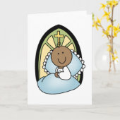 Doop Afro-Amerikaanse Baby Boy Kaart (Gele Bloem)