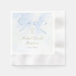 Doop aquarel blauwe strik servet