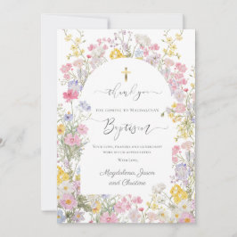 Doop aquarel weide bloemen dank je kaart