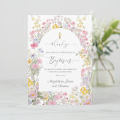 Doop aquarel weide bloemen dank je kaart (Staand voorkant)