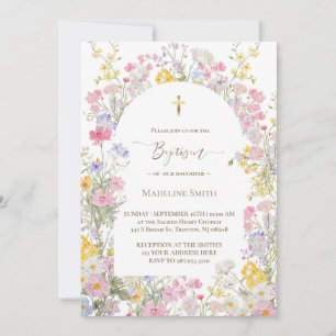 Doop aquarel weide bloemen kaart