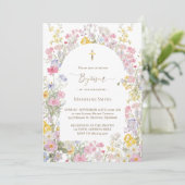 Doop aquarel weide bloemen kaart (Staand voorkant)