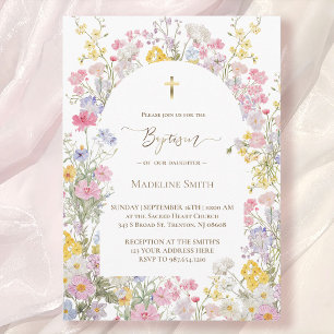 Doop aquarel weide bloemen kaart