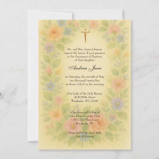 Doop Azure Blauwe Moeder & Kind Bloemen Kaart (Voorkant)