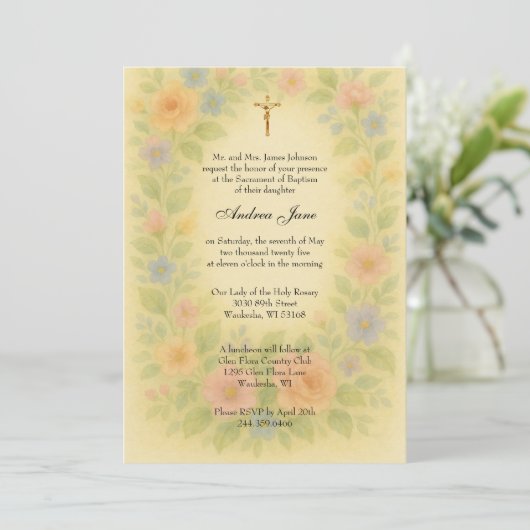 Doop Azure Blauwe Moeder & Kind Bloemen Kaart (Staand voorkant)