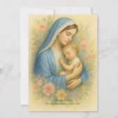 Doop Azure Blauwe Moeder & Kind Bloemen Kaart (Achterkant)