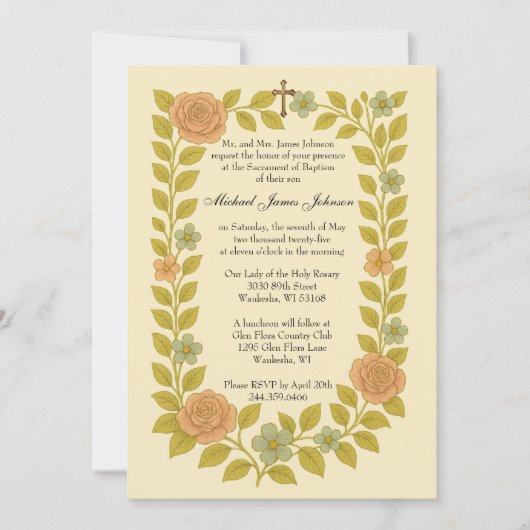 \Doop Baby Beschermengel Bloemen Kaart (Voorkant)