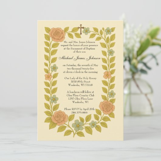 \Doop Baby Beschermengel Bloemen Kaart (Staand voorkant)