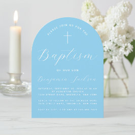 Doop Baby Blue Arch Handschrift Jongen Doop Kaart