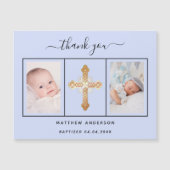 Doop baby boy blauwe foto dank u magneet magnetische uitnodiging (Voorkant)